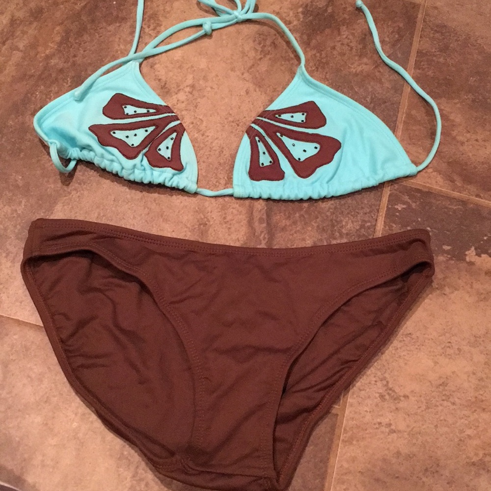 Chocolate and teal bikini -size large